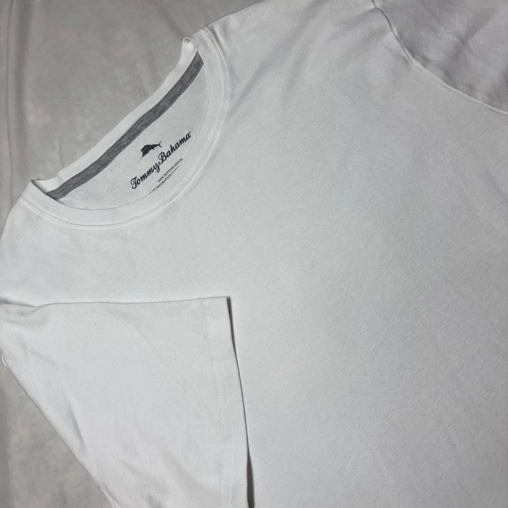 Tommy Bahama Mens XL White Cotton Short Sleeve Crew Neck T-Shirt‎ Marlin Logo
